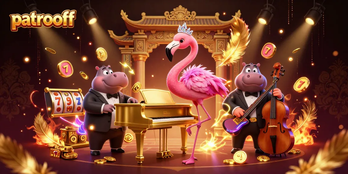 Engage in thrilling gameplay with patroloff’s vibrant scene of cartoon characters in a casino setting