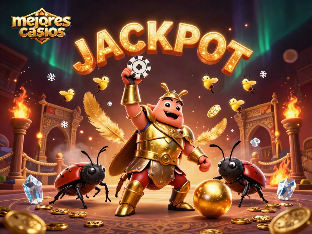Los mejores casinos iluminan un emocionante entorno de juego con un escarabajo guerrero y sus compañeros.