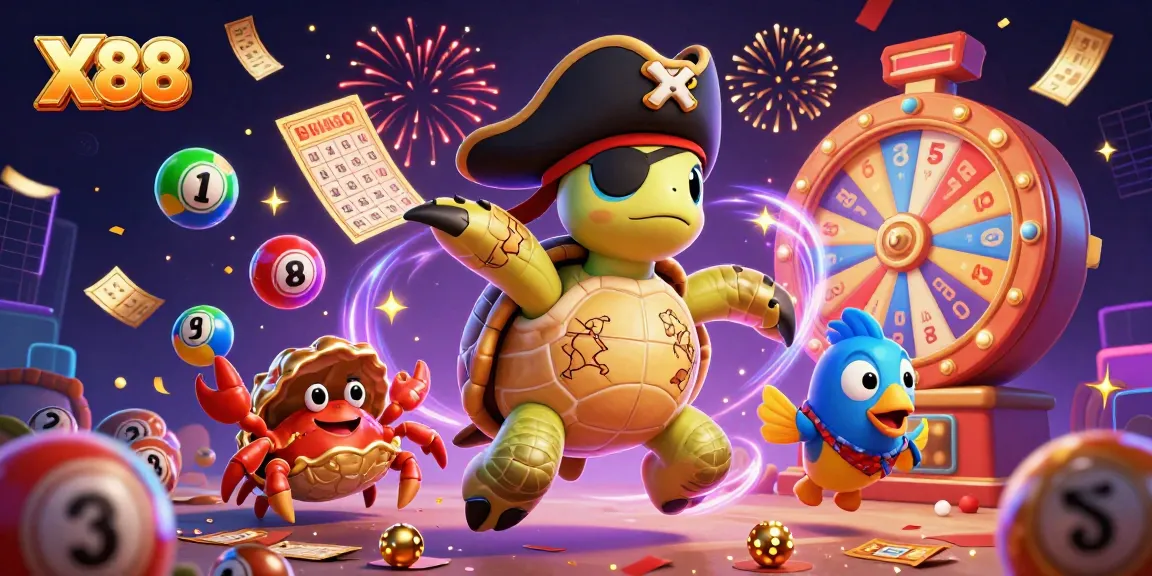 X88 players engage with vibrant, colorful lottery elements in an exciting casino adventure.