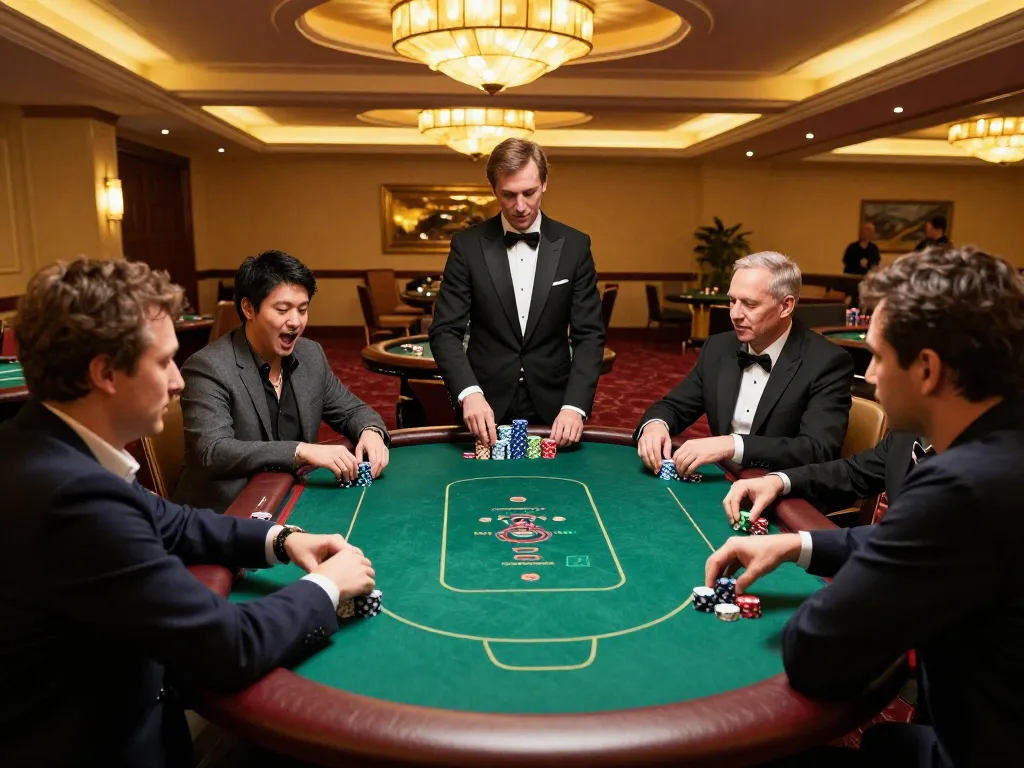 Players engage in a thrilling qq88 poker game, showcasing intense strategy and high-stakes excitement.