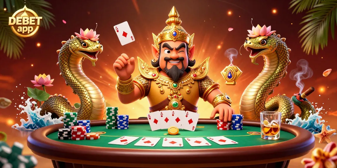 Experience the excitement of the DEBET app with vibrant casino elements and engaging characters.