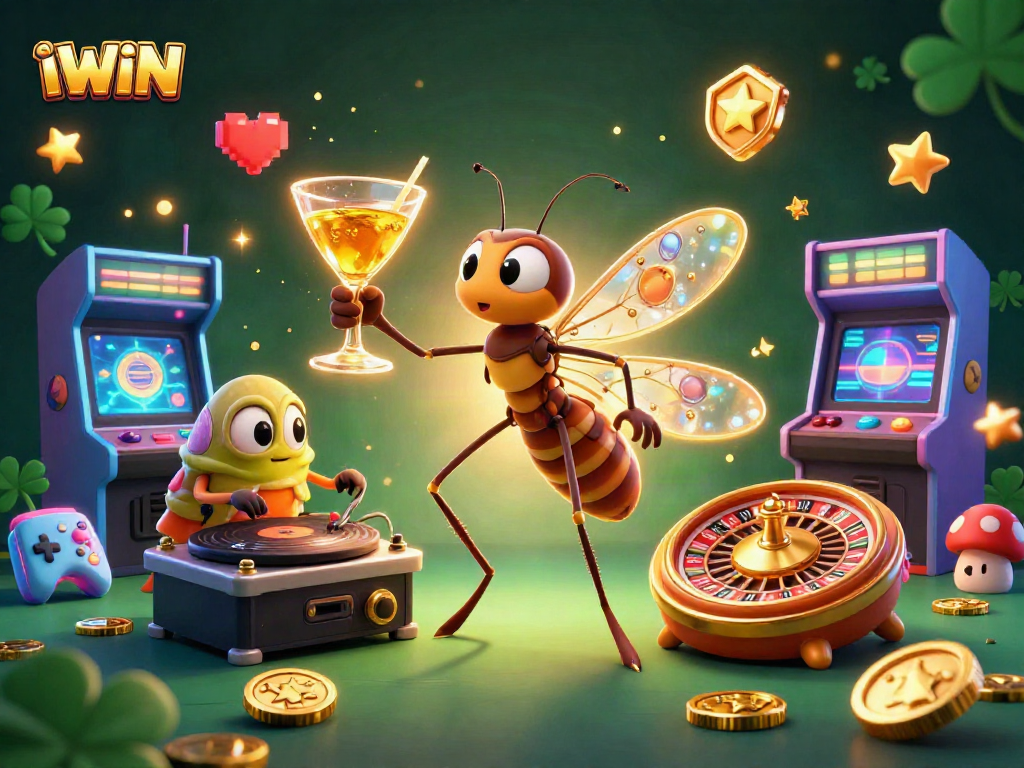 Engage in IWIN's thrilling casino experience with vibrant 3D elements and lively characters.