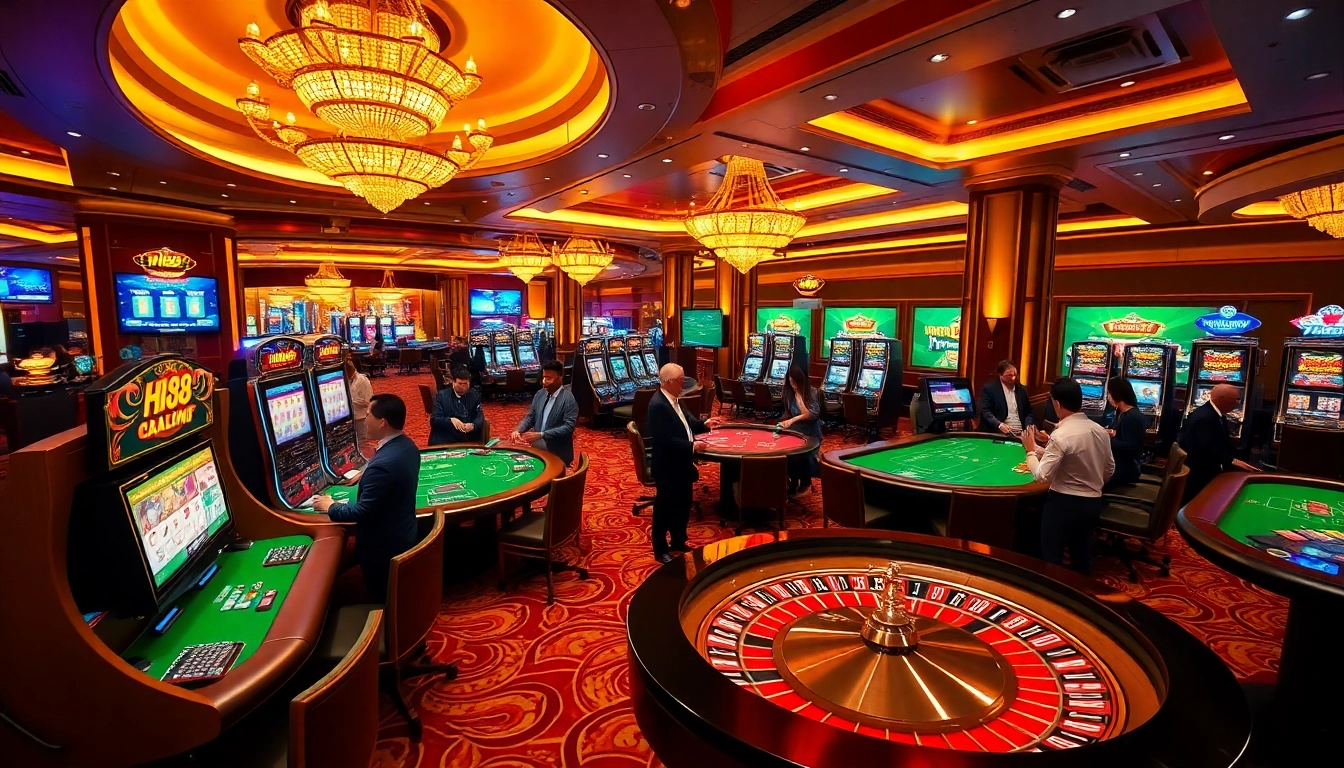 Players winning big at Hi88 casino with exciting slot machines and vibrant tables.