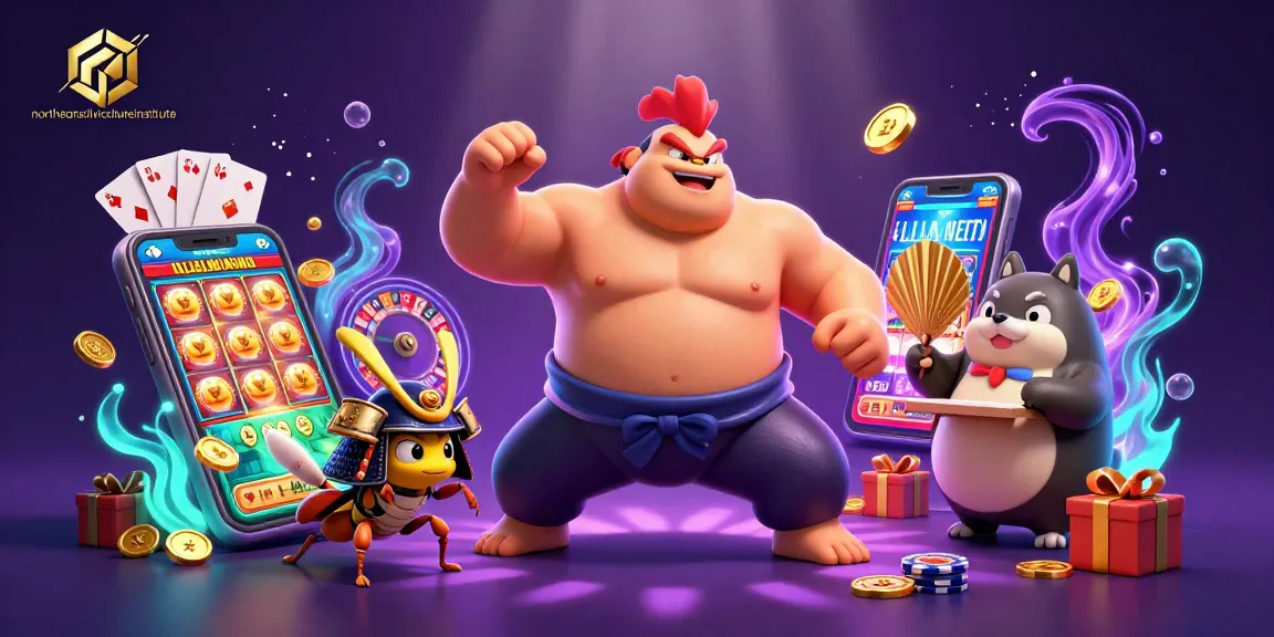 Gambarkan northeastsilvicultureinstitute dengan ayam sumo dan kriket samurai di kasino dengan permainan slot.