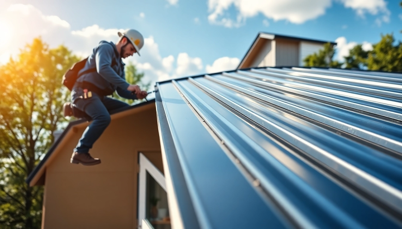 Crafting durable metal roofing on a contemporary home with vibrant colors and skilled installation.