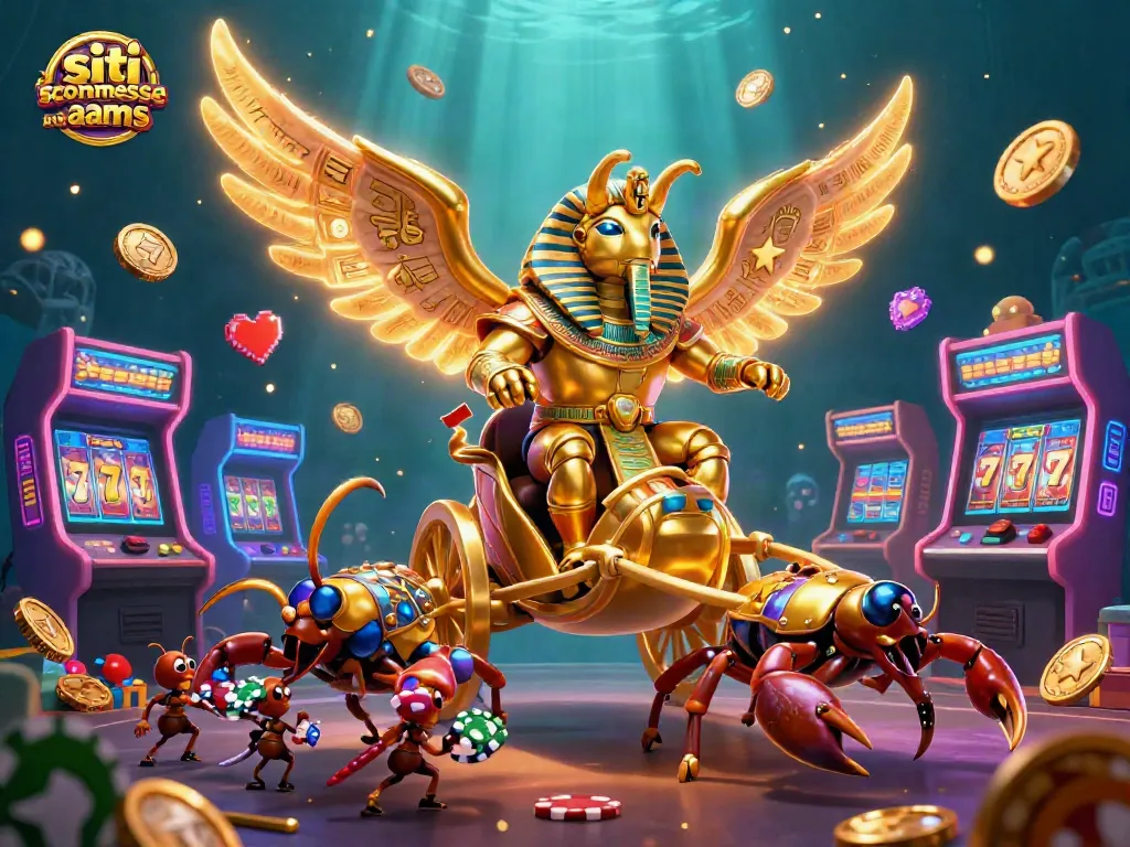 Scopri i siti scommesse non AAMS con un'illustrazione 3D di uno scarabeo dorato e dettagli di gioco emozionanti.