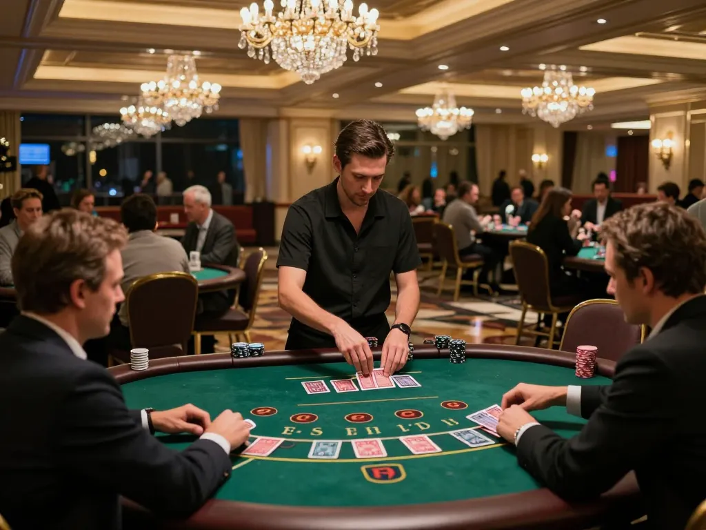 KJC players engaging in blackjack, creating an exciting casino atmosphere on the gaming floor.