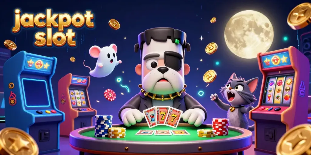 Engage with jackpot slot excitement through a thrilling scene featuring vibrant casino characters.