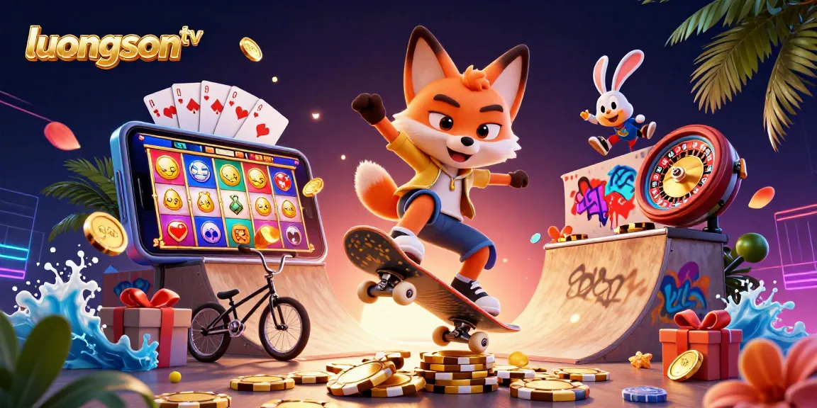 Experience gaming thrills with luongson tv as the fox and rabbit perform tricks over poker chips.