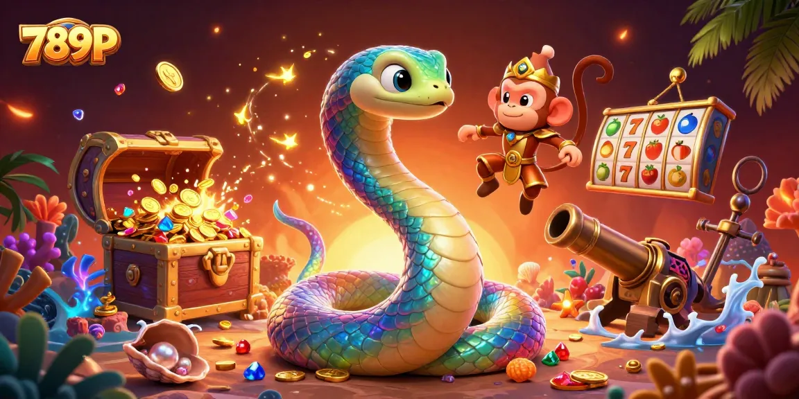 Engage with 789P's vibrant 3D casino adventure, featuring a rainbow serpent and gold treasures.
