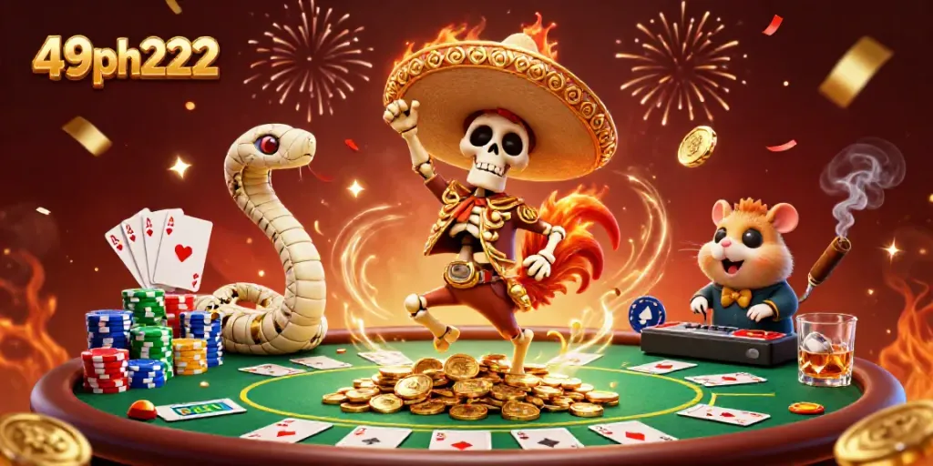 Engage with exciting games at 49ph222 with vibrant characters celebrating a big win.