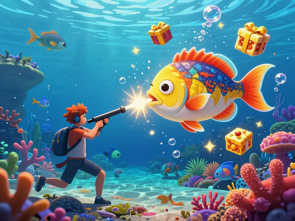 Bắn cá hubet88 online gaming scene showcasing thrilling underwater action with vibrant marine life and immersive graphics.